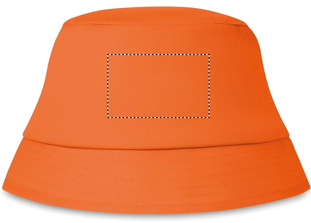 Slnečný klobúk – oranžová – tlačová plocha – Predná strana