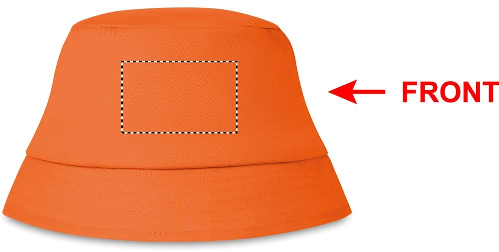 Slnečný klobúk – oranžová – tlačová plocha – Vpravo