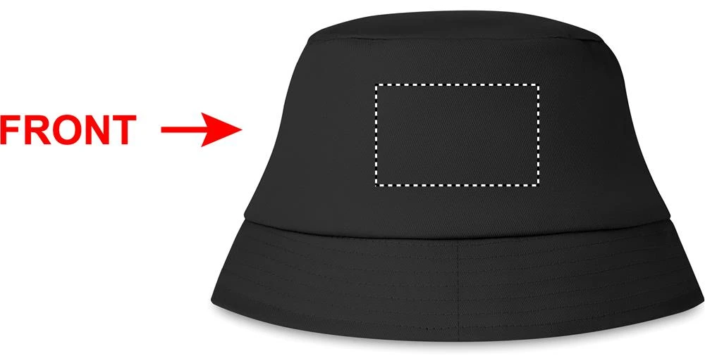 Slnečný klobúk – černá – tlačová plocha – Vľavo