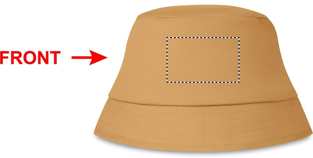 Slnečný klobúk – khaki – tlačová plocha – Vľavo