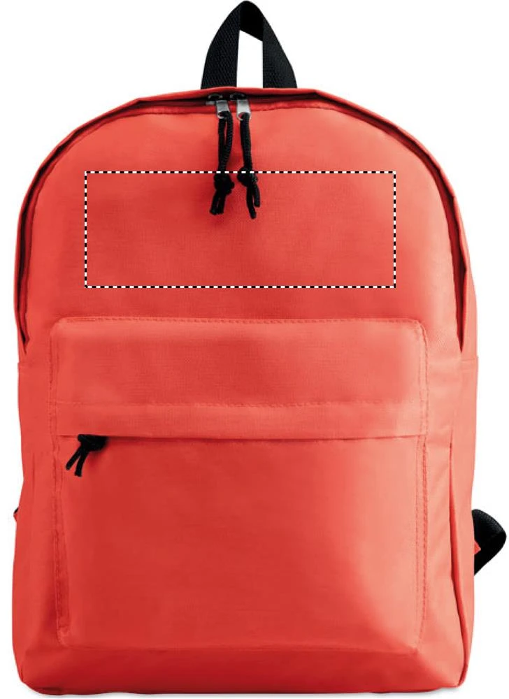 Batoh s vonkajším vreckom – červená – tlačová plocha – FRONT ABOVE POCKET