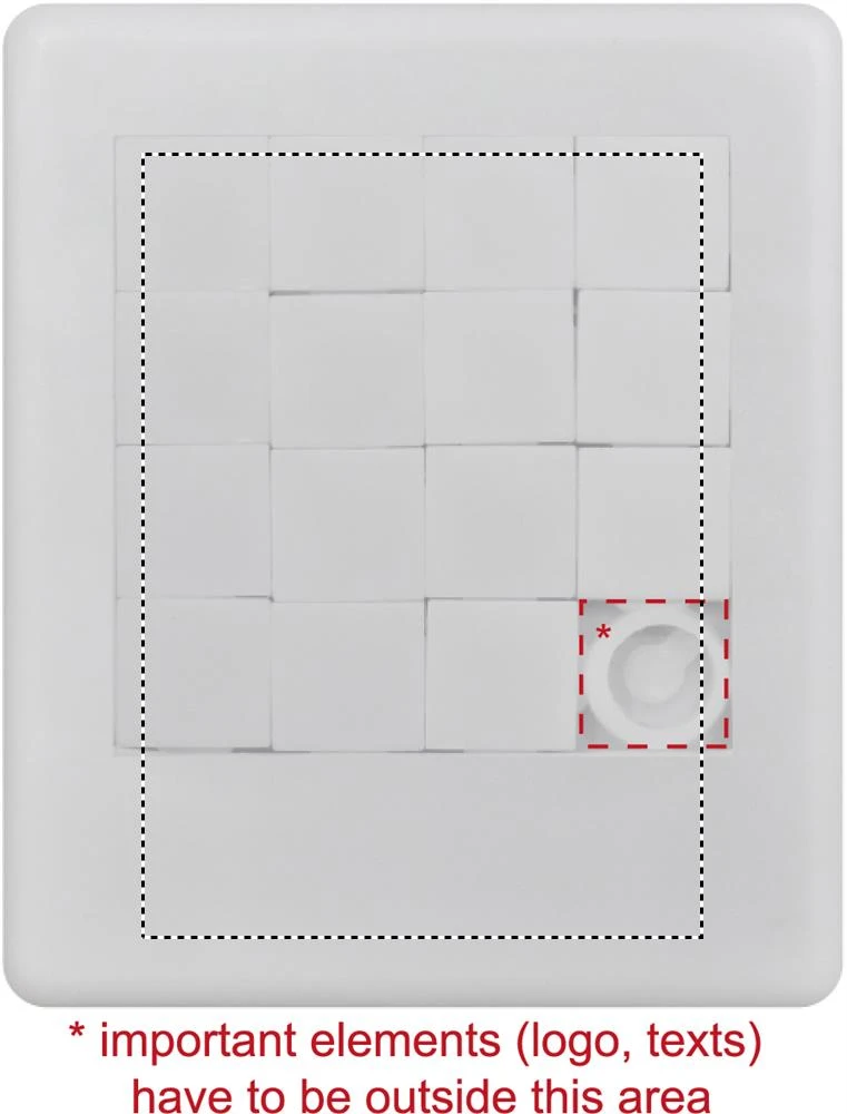 Plastové puzzle – bílá – tlačová plocha – Predná strana