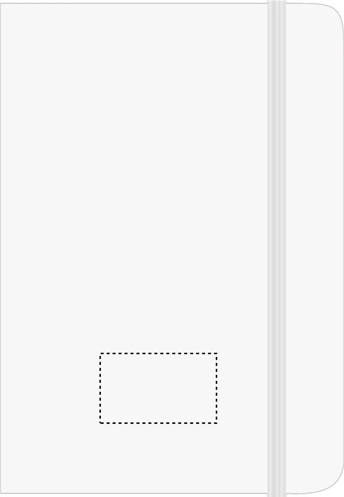 A5 linajkový zápisník – bílá – tlačová plocha – Predná strana – tampónová tlač