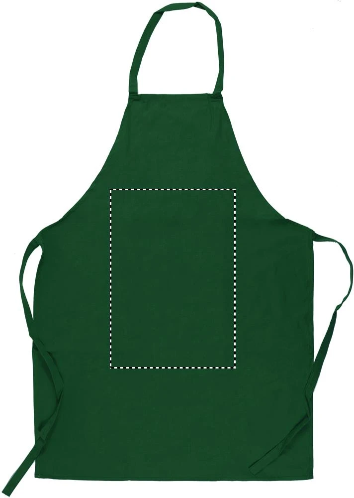 Kuchynská bavlnená zástera – zelená – tlačová plocha – FRONT MIDDLE