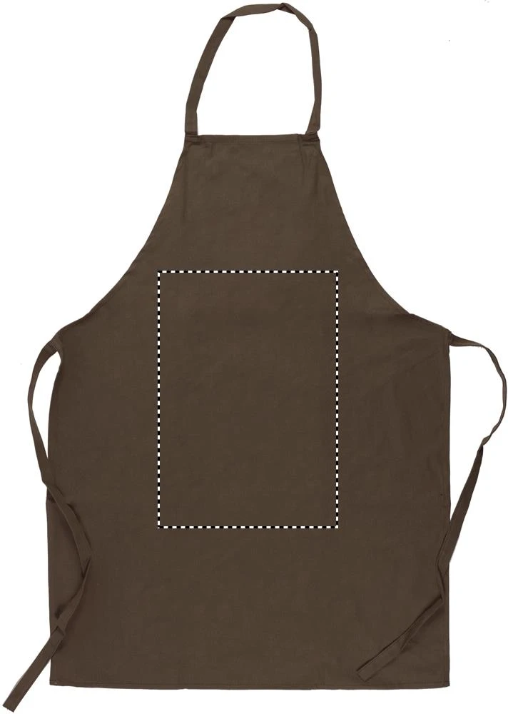 Kuchynská bavlnená zástera – taupe – tlačová plocha – FRONT MIDDLE