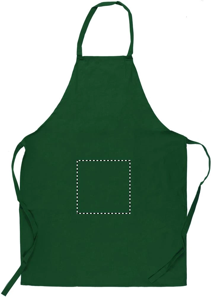 Kuchynská bavlnená zástera – zelená – tlačová plocha – MIDDLE EMBROIDERY