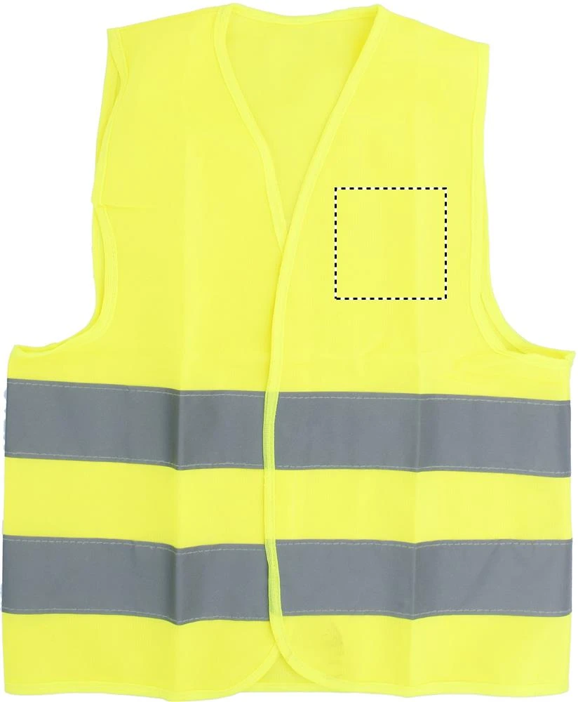 Detská bezpečnostná vesta – žlutá – tlačová plocha – LEFT CHEST