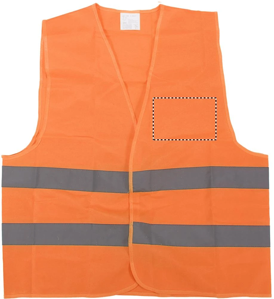Pletená vesta – oranžová – tlačová plocha – Predná strana