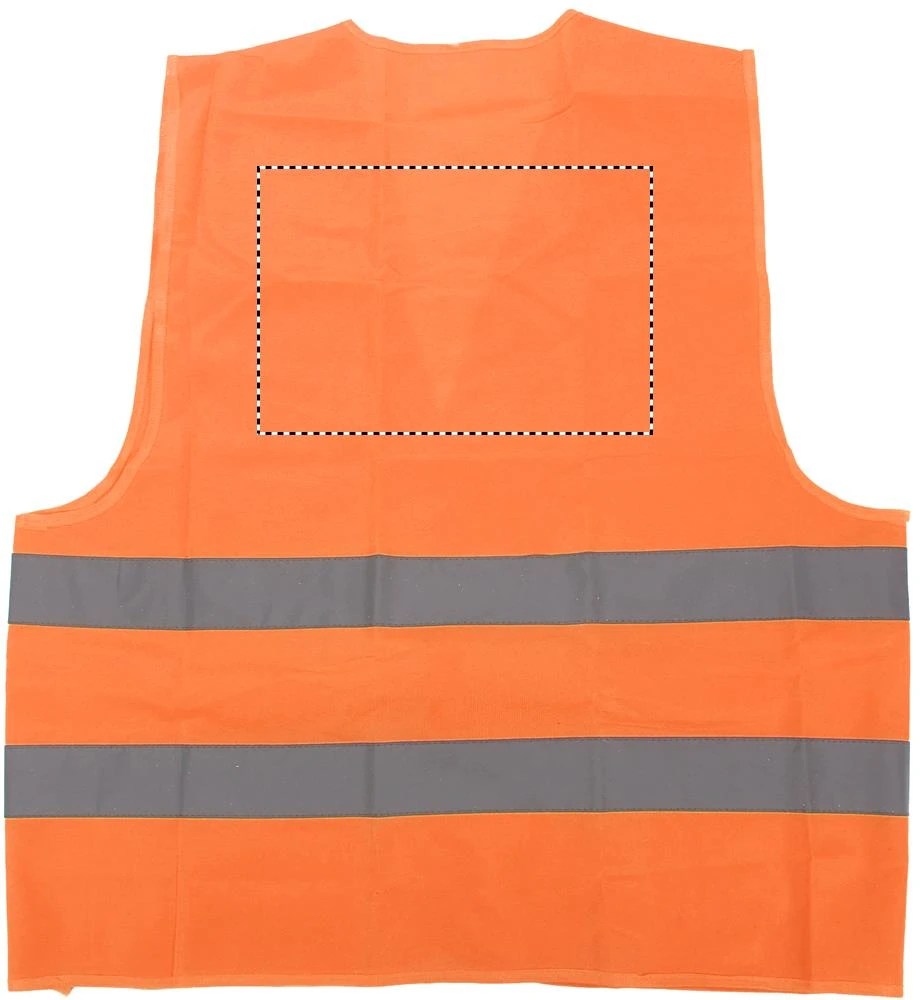 Pletená vesta – oranžová – tlačová plocha – Zadná strana