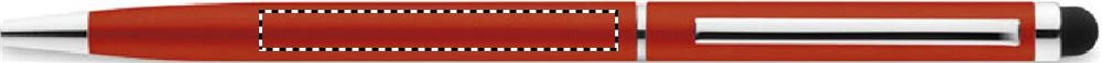 Hliníkové guľôčkové pero s dotykovou špičkou – červená – tlačová plocha – IN LINE OF CLIP