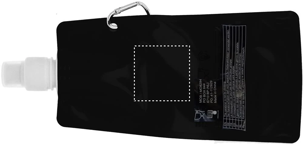 Skladacia fľaša na vodu – černá – tlačová plocha – BACK MIDDLE