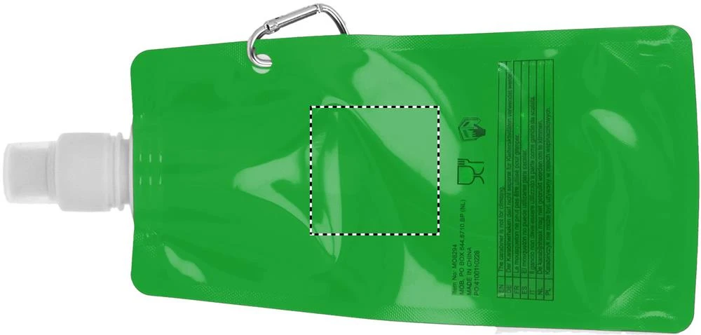 Skladacia fľaša na vodu – transparentní zelená – tlačová plocha – BACK MIDDLE
