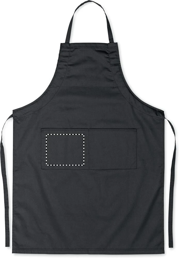 Nastaviteľná kuchynská zástera – černá – tlačová plocha – FRONT POCKET RIGHT