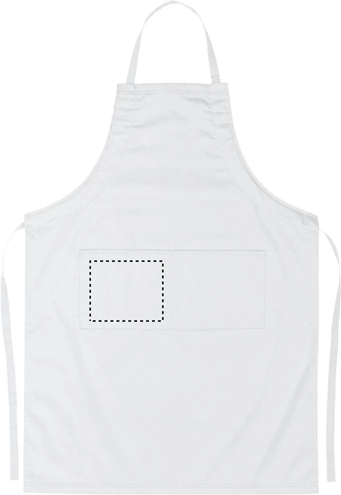 Nastaviteľná kuchynská zástera – bílá – tlačová plocha – FRONT POCKET RIGHT