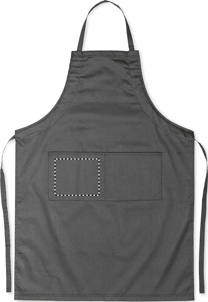 Nastaviteľná kuchynská zástera – kamenně šedá – tlačová plocha – FRONT POCKET RIGHT