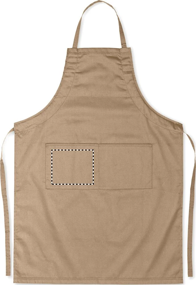 Nastaviteľná kuchynská zástera – barva lana – tlačová plocha – FRONT POCKET RIGHT