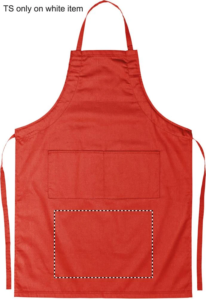 Nastaviteľná kuchynská zástera – tlačová plocha – FRONT BELOW POCKET