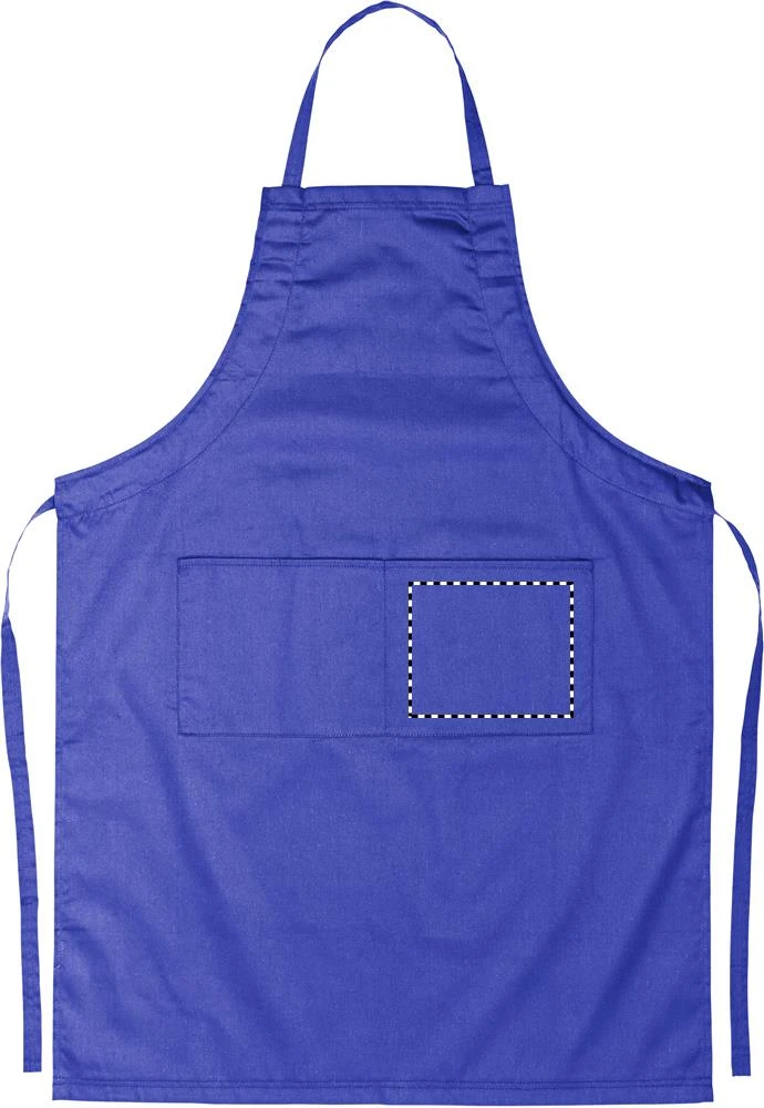Nastaviteľná kuchynská zástera – modrá – tlačová plocha – FRONT POCKET LEFT