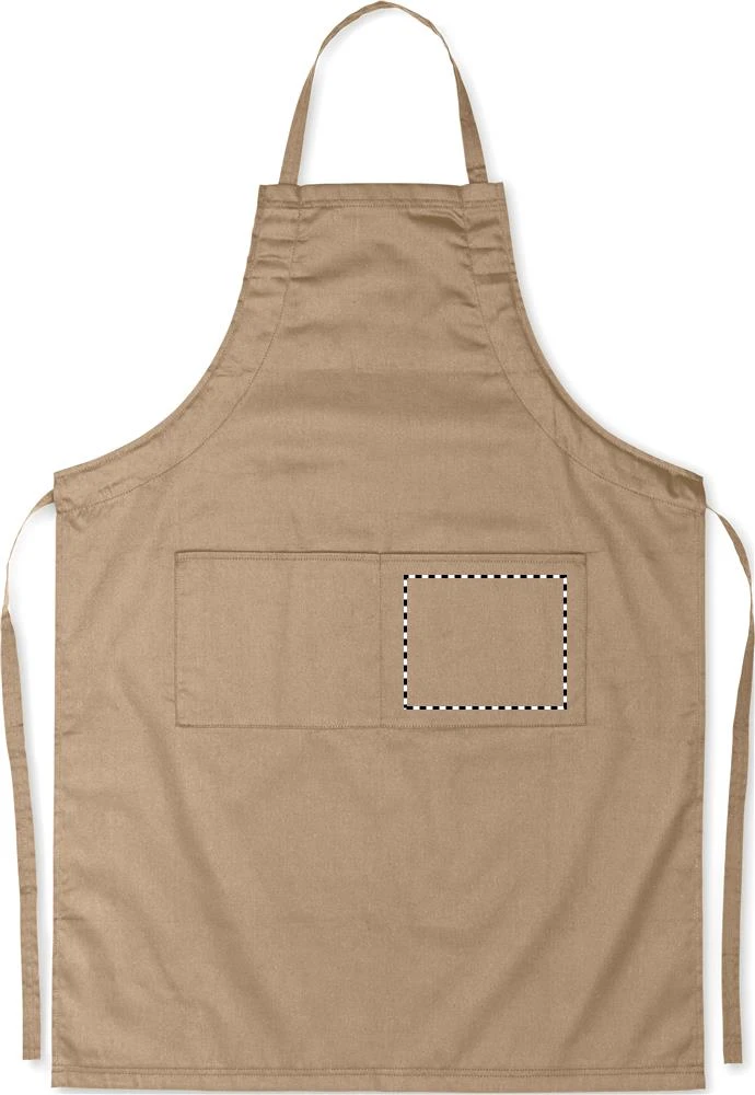 Nastaviteľná kuchynská zástera – barva lana – tlačová plocha – FRONT POCKET LEFT