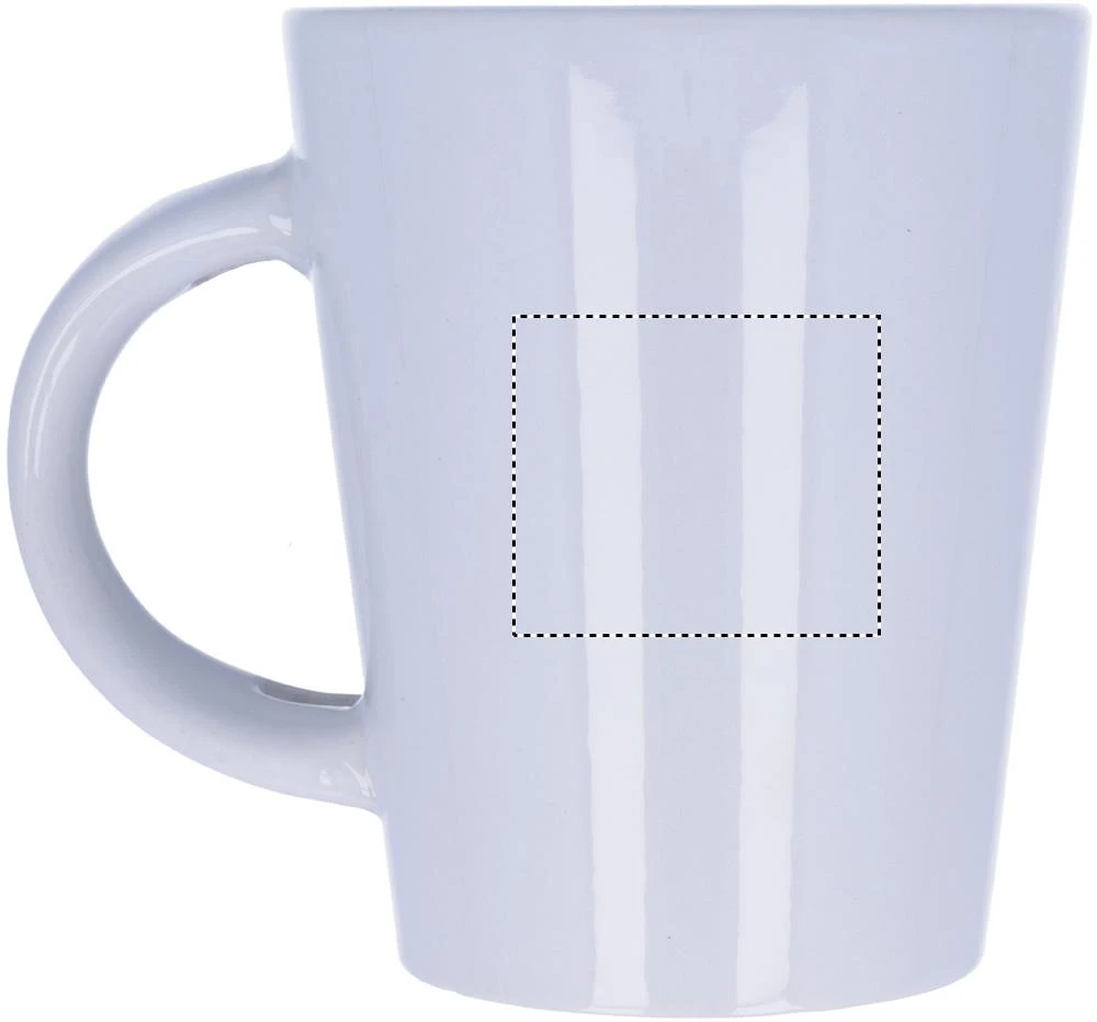Sublimačný hrnček s lyžičkou – bílá – tlačová plocha – Pre ľavákov