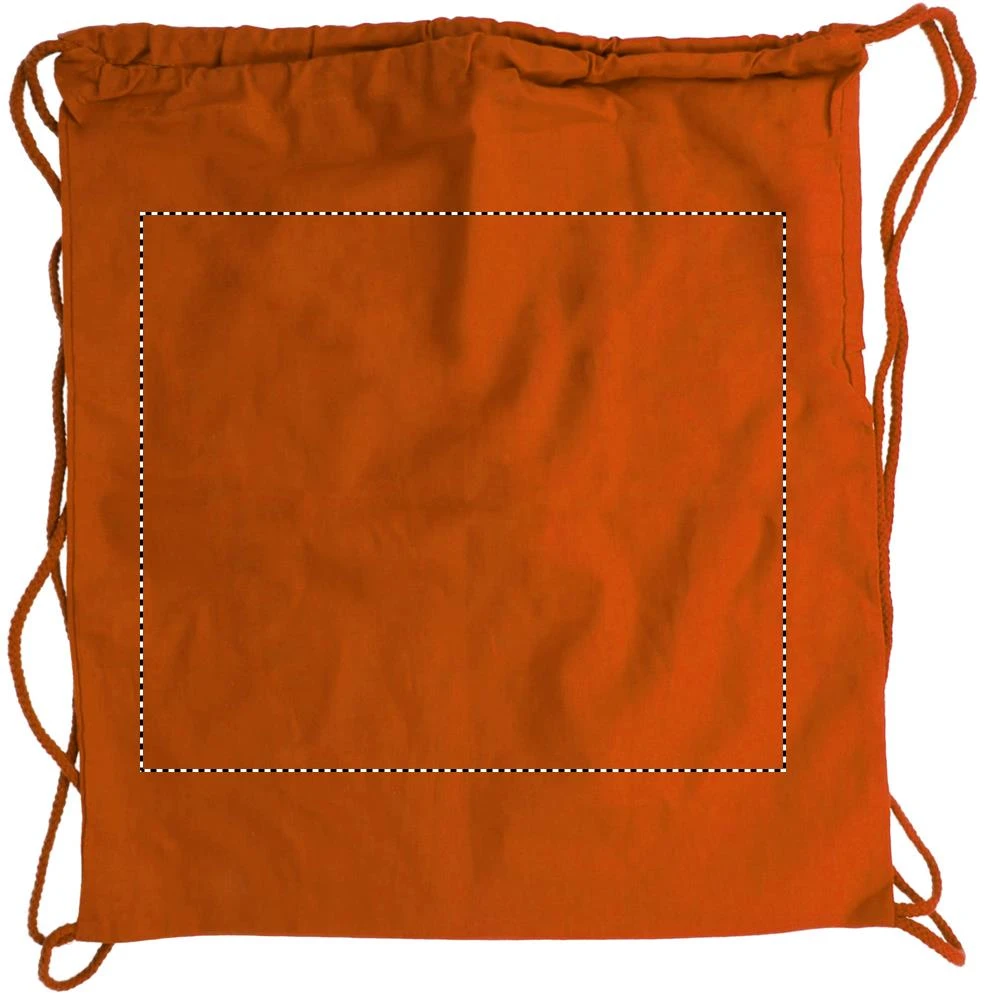 Sťahovací vak z bavlny 100 g / m². – oranžová – tlačová plocha – Zadná strana – digitálny transfer