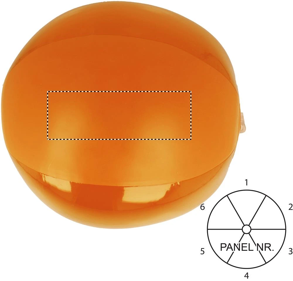 Nafukovacia plážová lopta – oranžová – tlačová plocha – PANEL 5