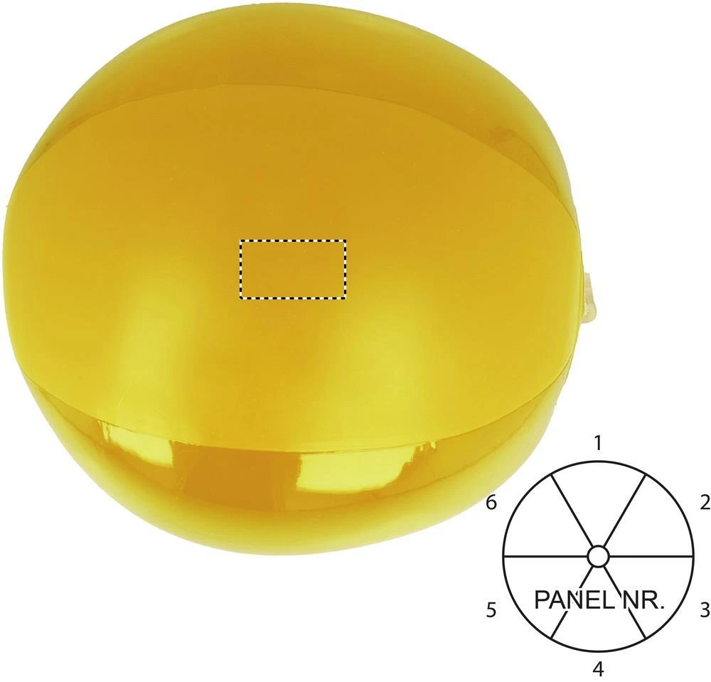 Nafukovacia plážová lopta – žlutá – tlačová plocha – PANEL 1 PAD