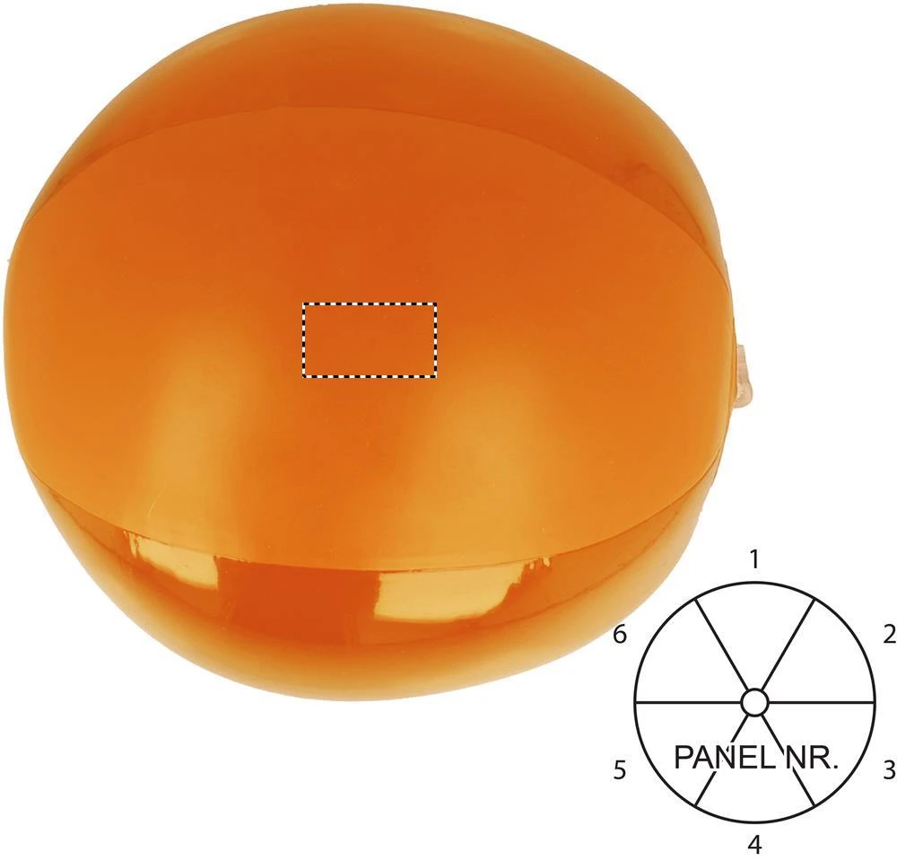 Nafukovacia plážová lopta – oranžová – tlačová plocha – PANEL 1 PAD