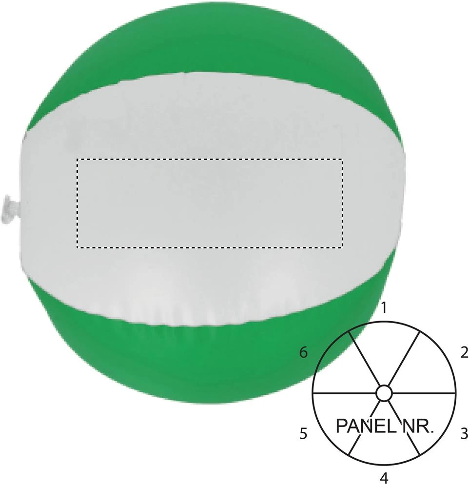 Nafukovacia plážová lopta – zelená – tlačová plocha – PANEL 1
