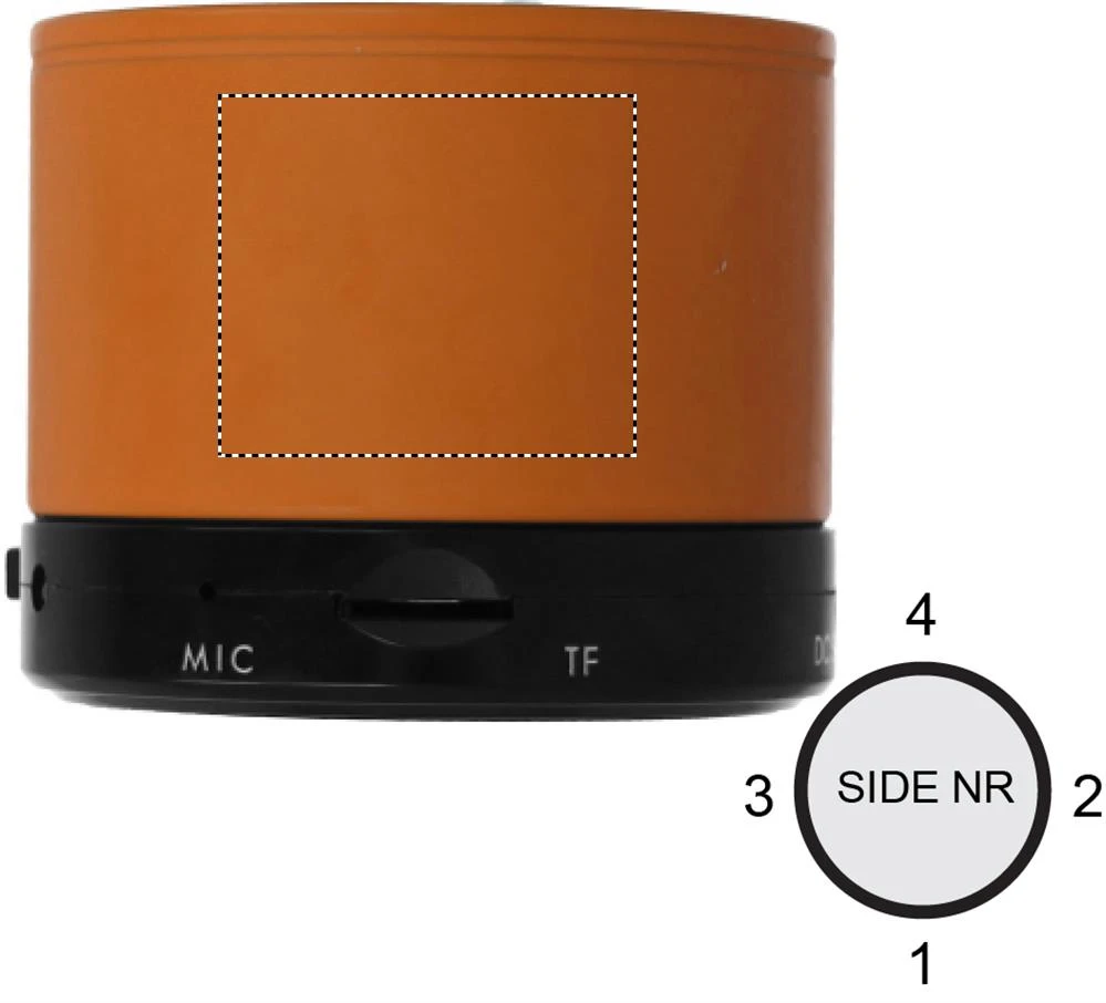 Guľatý Bluetooth reproduktor – oranžová – tlačová plocha – Bok 2