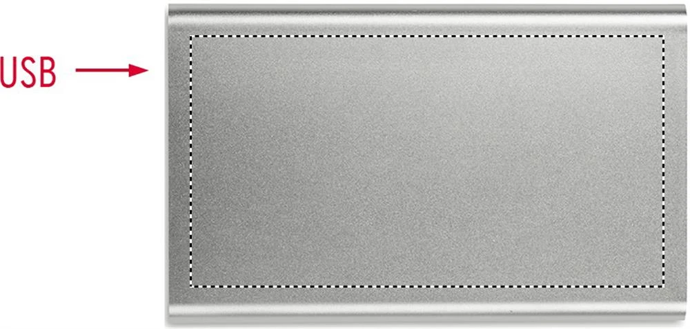 Hliníkový power bank 4000 mAh – matná stříbrná – tlačová plocha – BOTTOM PD