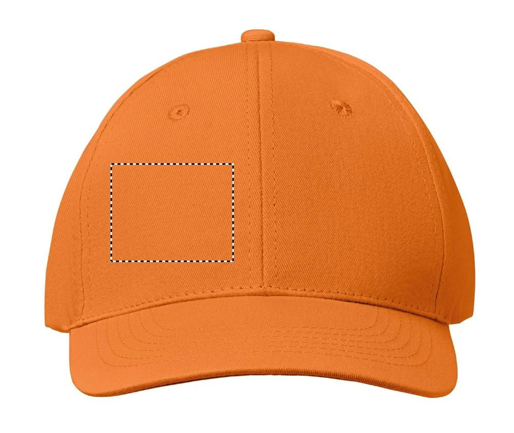 6 panelová šiltovka – oranžová – tlačová plocha – SEGMENT LEFT