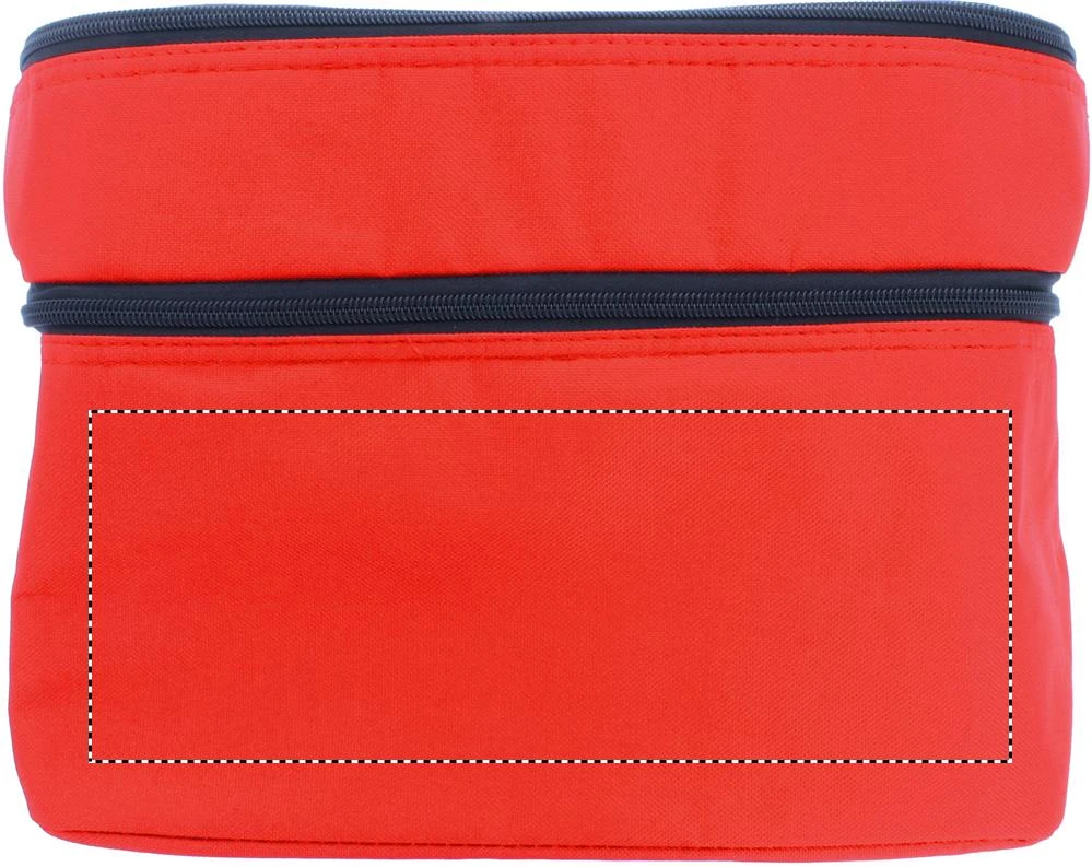 600D chladiaca taška – červená – tlačová plocha – FRONT BOTTOM