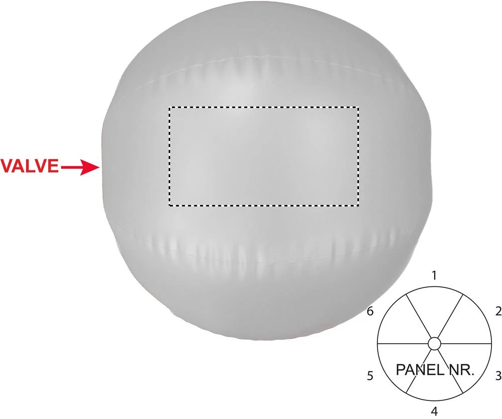 Veľký nafukovací plážový balón – bílá – tlačová plocha – PANEL 1