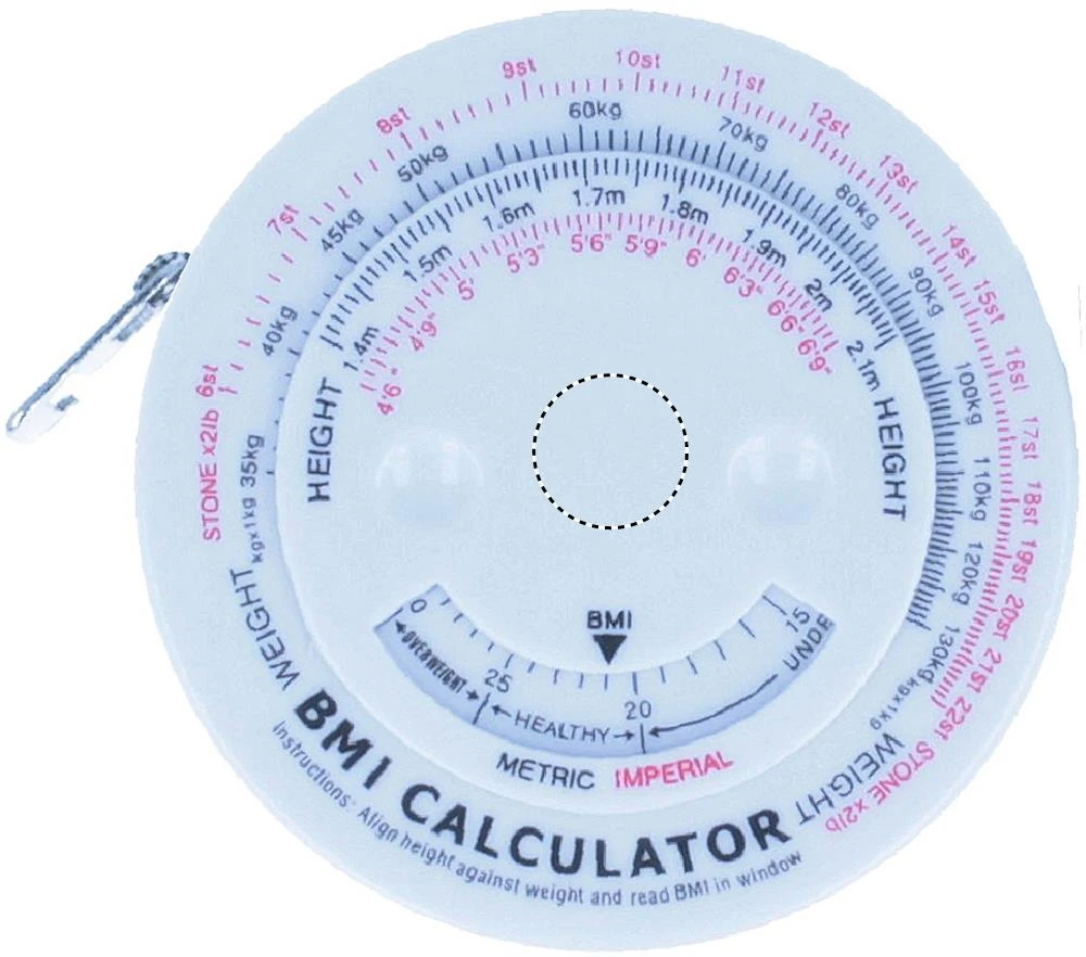 BMI meter – bílá – tlačová plocha – Vrch