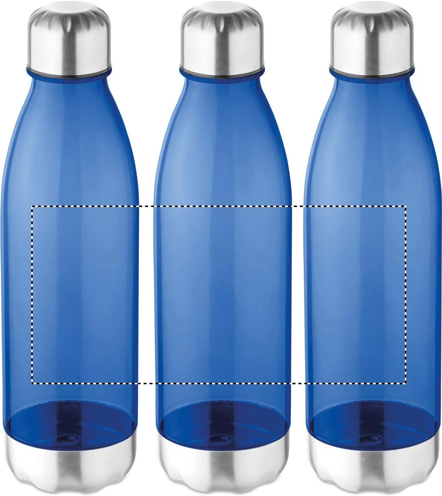 Fľaša z tritanu – transparentní modrá – tlačová plocha – Dookola (rotačná sieťotlač)