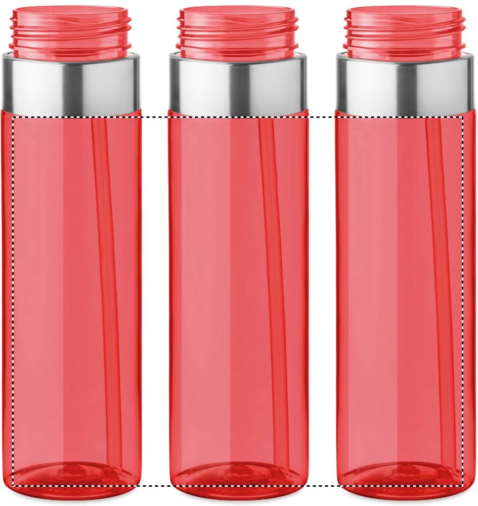 Tritanová fľaša 650 ml – transparentní červená – tlačová plocha – Dookola 360°