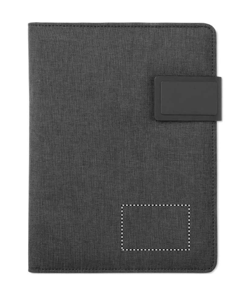 A5 dosky s power bankom – černá – tlačová plocha – LOWER FRONT
