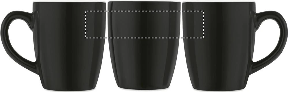 Keramický farebný hrnček 300 ml – černá – tlačová plocha – Dookola (rotačná sieťotlač)
