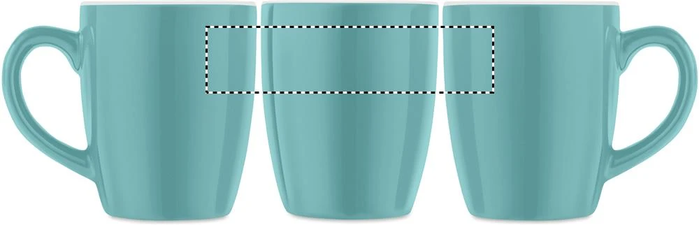 Keramický farebný hrnček 300 ml – modrá – tlačová plocha – Dookola (rotačná sieťotlač)