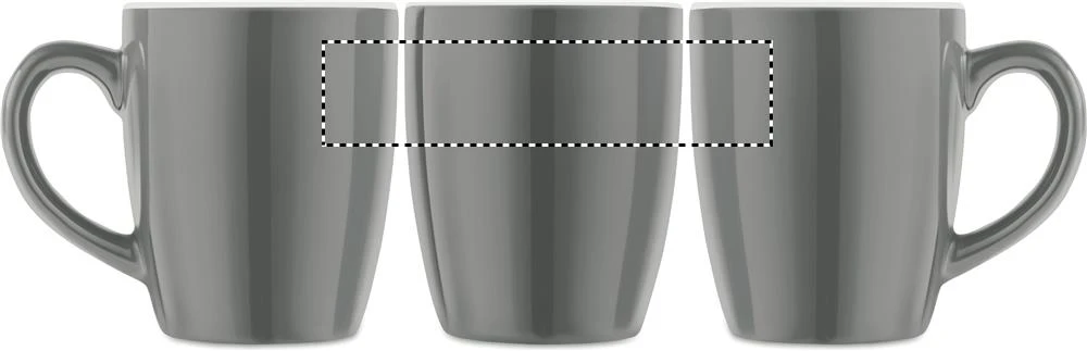 Keramický farebný hrnček 300 ml – šedá – tlačová plocha – Dookola (rotačná sieťotlač)