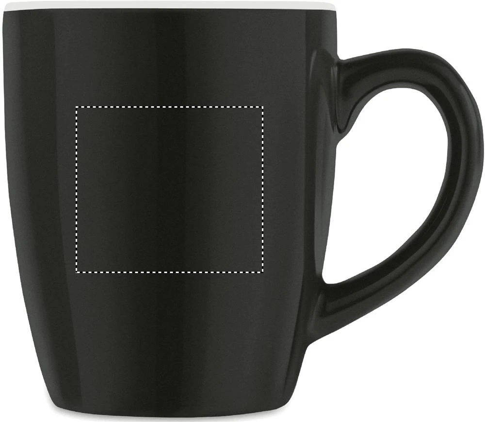Keramický farebný hrnček 300 ml – černá – tlačová plocha – Pre pravákov
