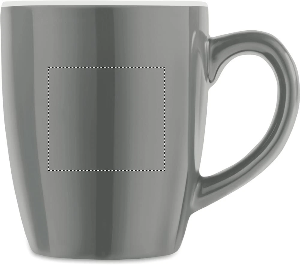 Keramický farebný hrnček 300 ml – šedá – tlačová plocha – Pre pravákov