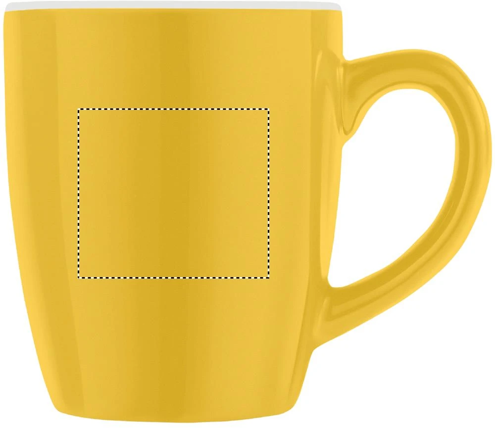 Keramický farebný hrnček 300 ml – žlutá – tlačová plocha – Pre pravákov