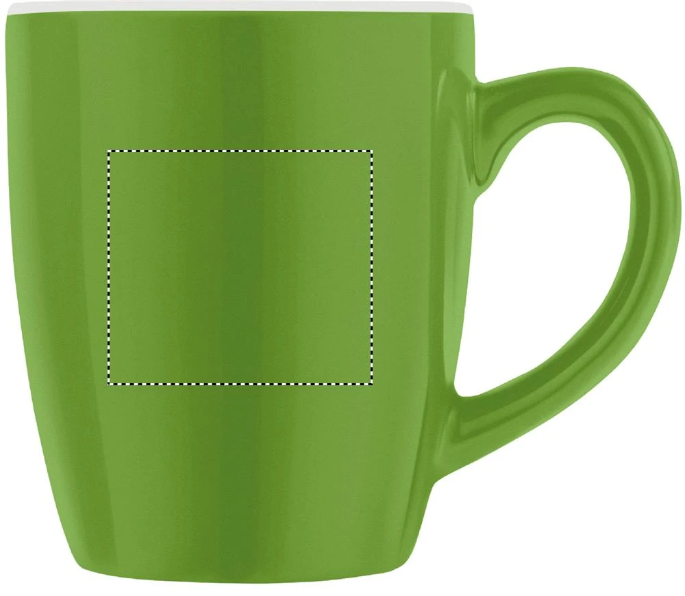 Keramický farebný hrnček 300 ml – zelená – tlačová plocha – Pre pravákov