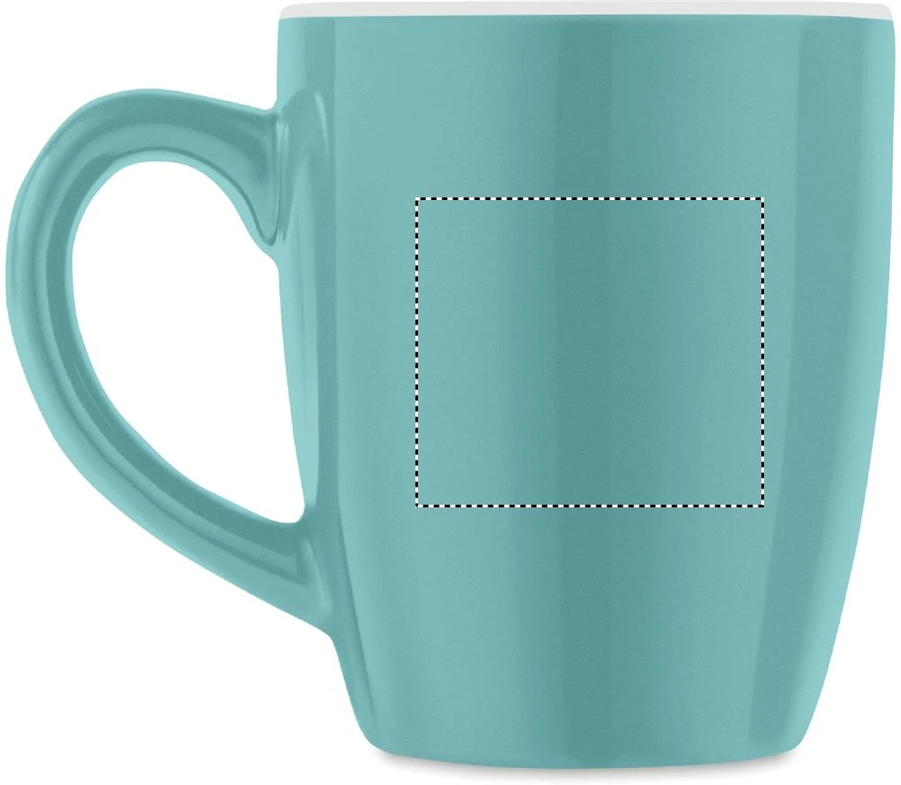 Keramický farebný hrnček 300 ml – modrá – tlačová plocha – Pre ľavákov