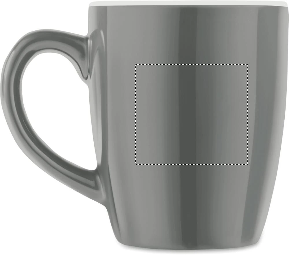 Keramický farebný hrnček 300 ml – šedá – tlačová plocha – Pre ľavákov