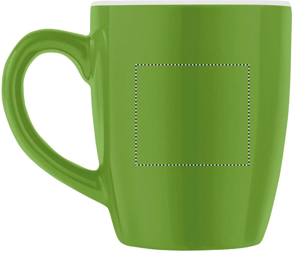 Keramický farebný hrnček 300 ml – zelená – tlačová plocha – Pre ľavákov
