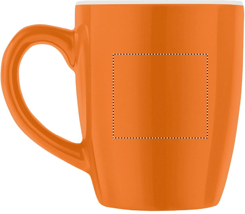 Keramický farebný hrnček 300 ml – oranžová – tlačová plocha – Pre ľavákov