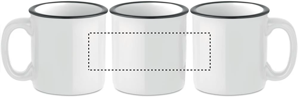 Keramický vintage hrnček – bílá – tlačová plocha – Dookola (rotačná sieťotlač)